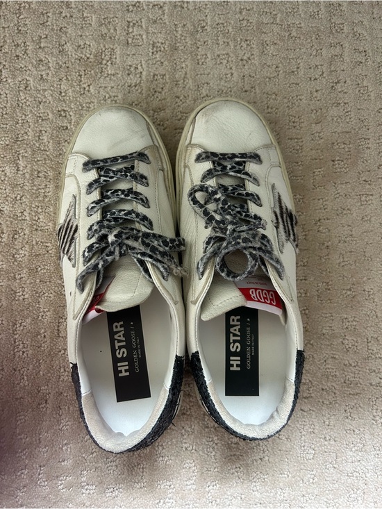 Golden Goose Shoes - Golden Goose Hi Star Leopard Star and Laces, Black Glitter Heel Size 40